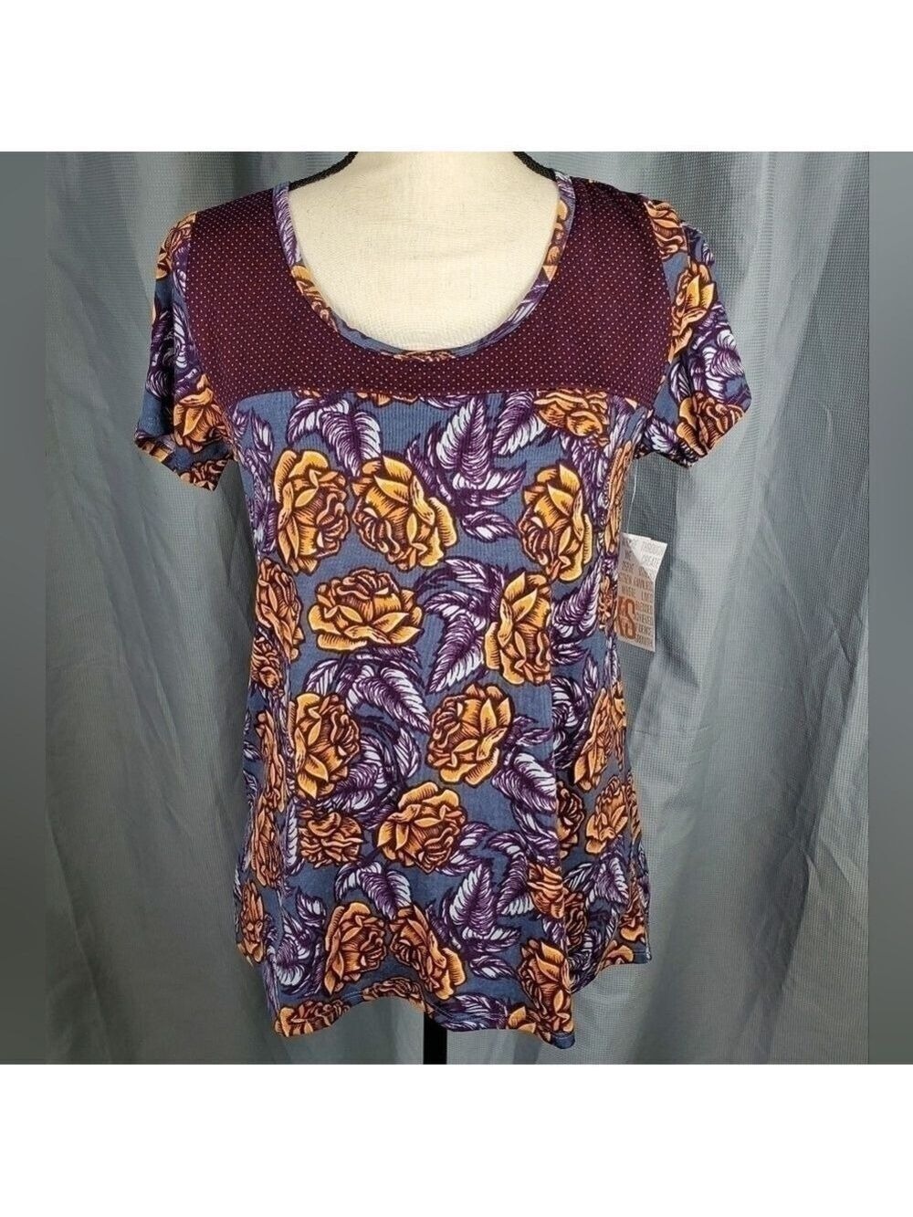 Lularoe Classic T Purple Blue Gold Pattern Size XS
